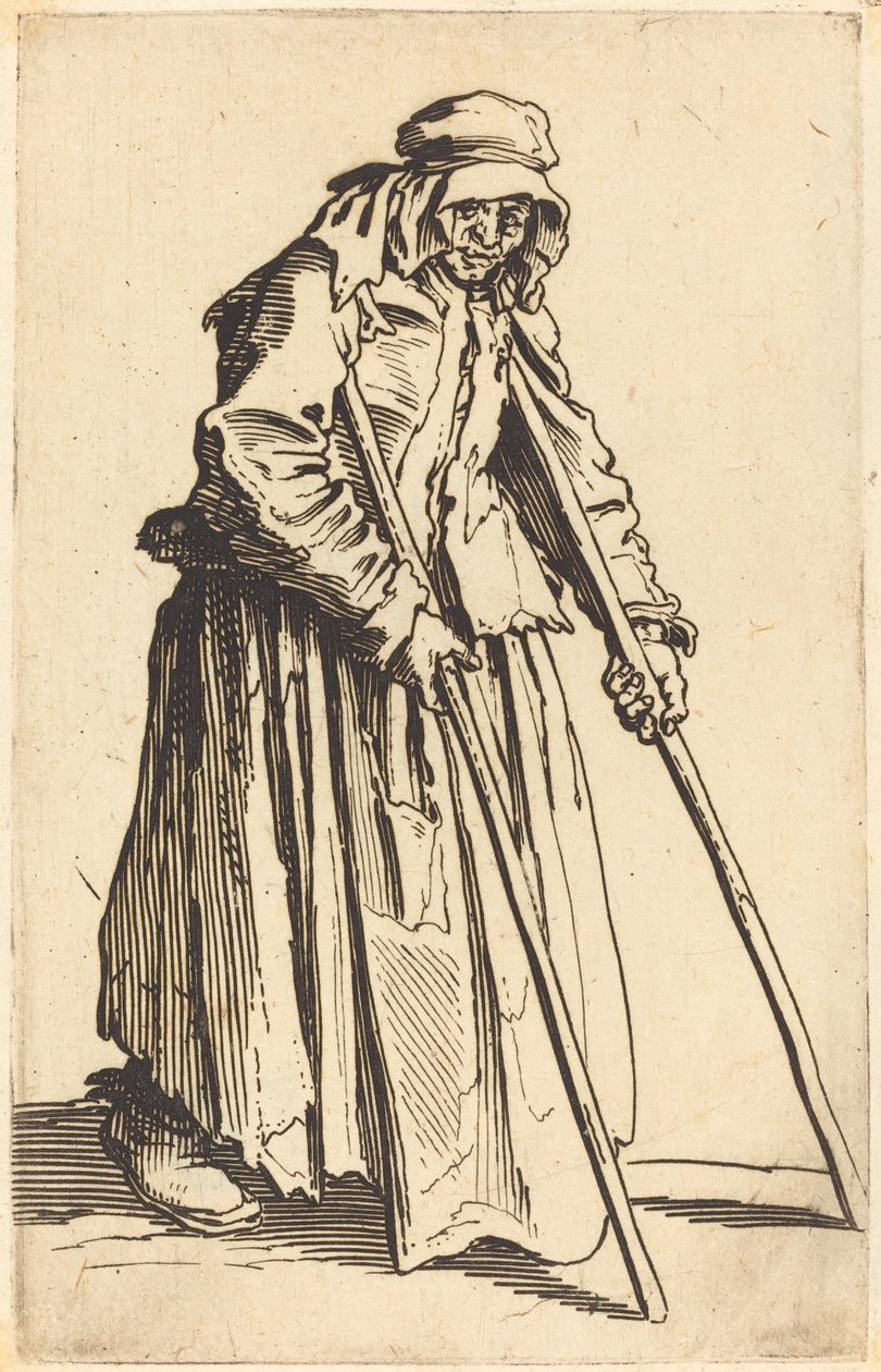 Koltuk değnekli Dilenci Kadın, c. 1622. by Jacques Callot