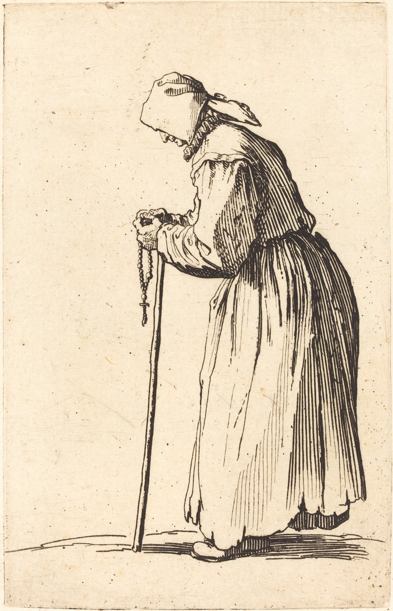 tespih ile dilenci kadın by Jacques Callot