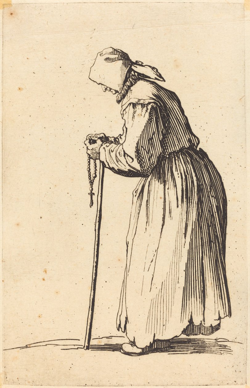 tespih ile dilenci kadın by Jacques Callot
