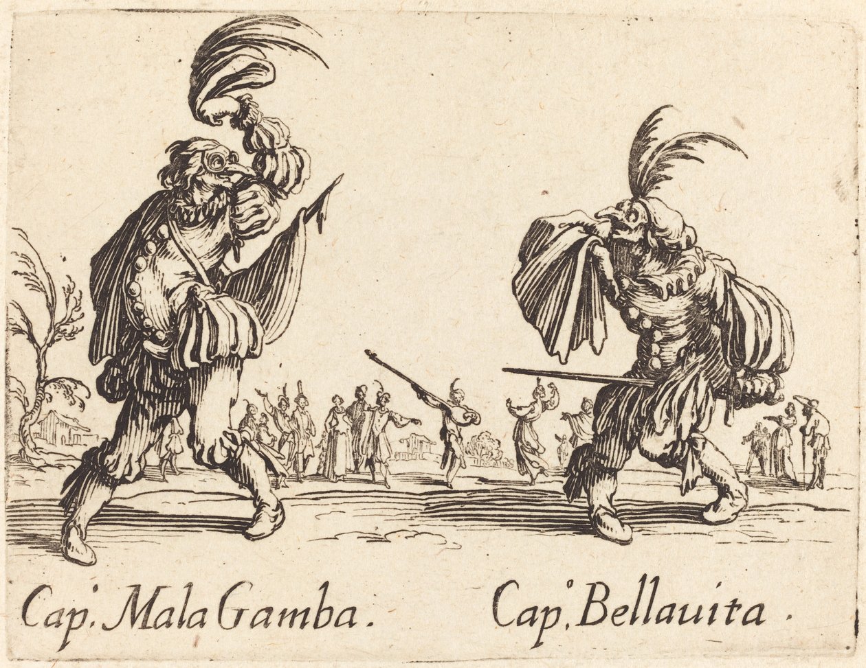 Kaptan Mala Gamba ve Kaptan Bellavita by Jacques Callot