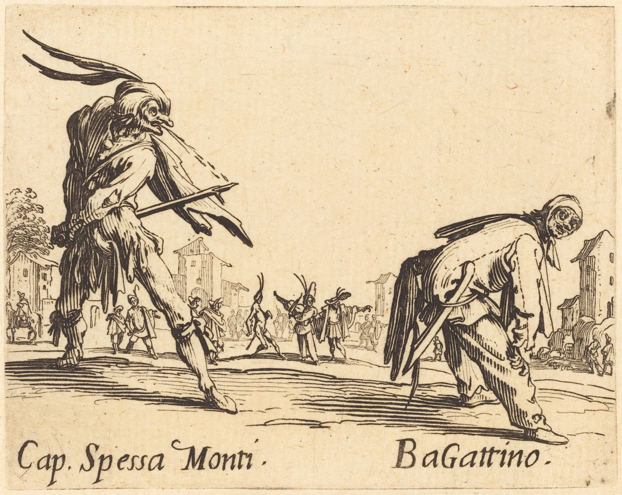 Yüzbaşı Spessa Monti ve Bagattino, c. 1622. by Jacques Callot