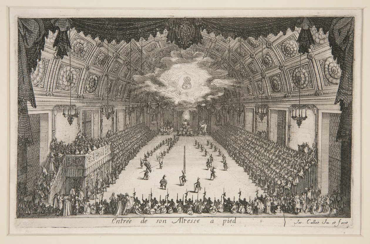 Kavga? Bariyer, Majestelerinin yaya girişi by Jacques Callot