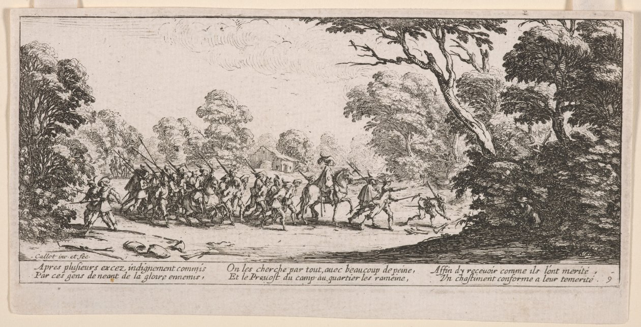 Malefactors'ın Keşfi, The Large Miseries of War'dan örnek by Jacques Callot