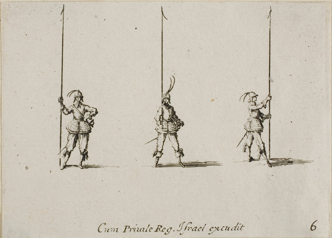 Yükseltilmiş Pike ile Tatbikat, Askeri Tatbikatlardan altıncı plaka by Jacques Callot