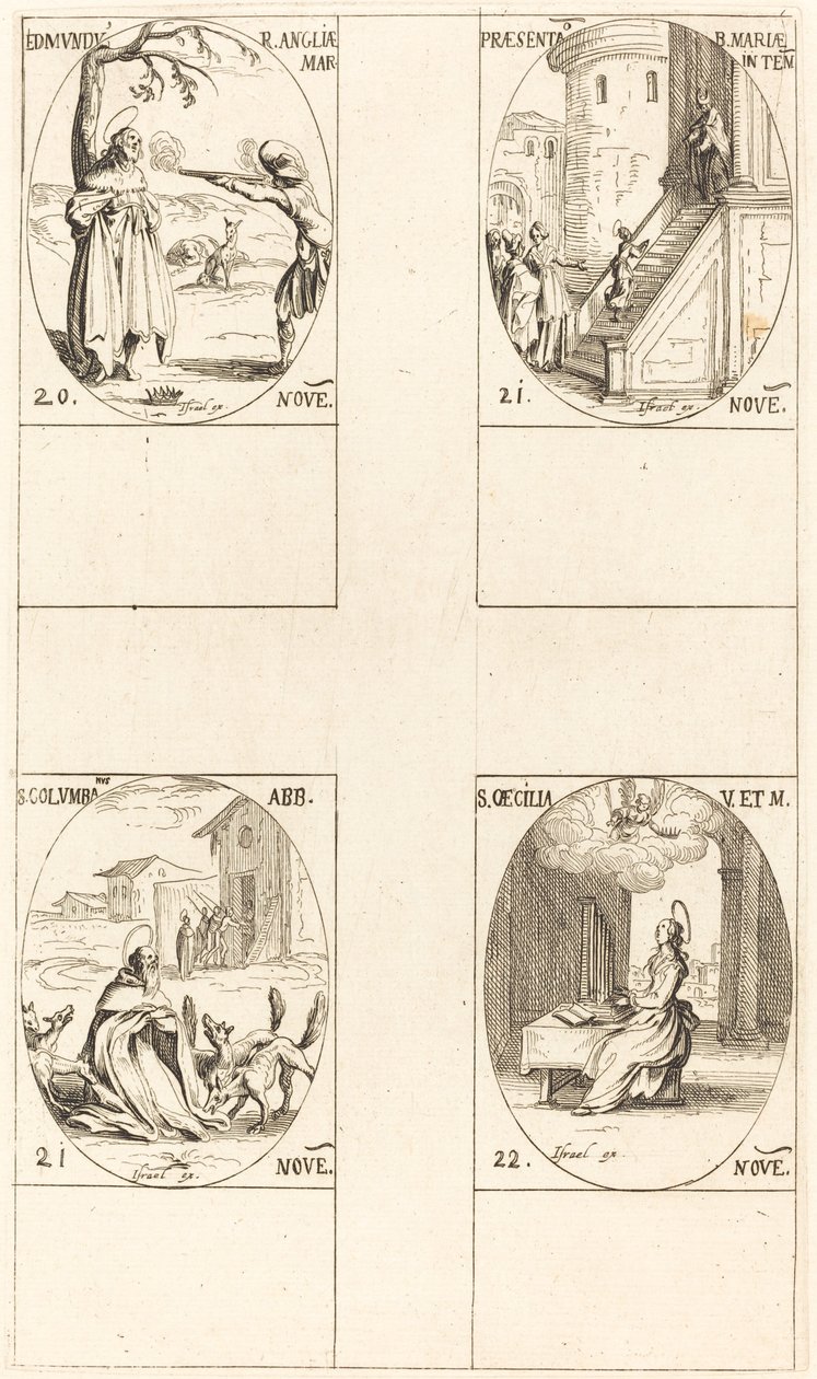 Edmund, İngiltere Kralı, Şehit, Bakirenin Sunumu, St. Columba, St. Cecil. by Jacques Callot