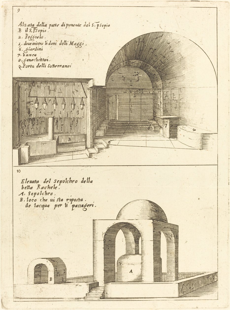 Kutsal Yemlik ve Rahel Kabirinin Yükseltileri by Jacques Callot