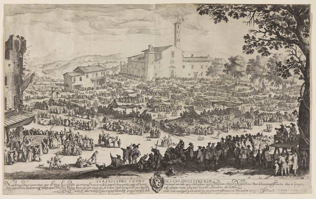 L'impruneta'da Fuar, c.1622 (döşemiş kağıt üzerine gravür) by Jacques Callot