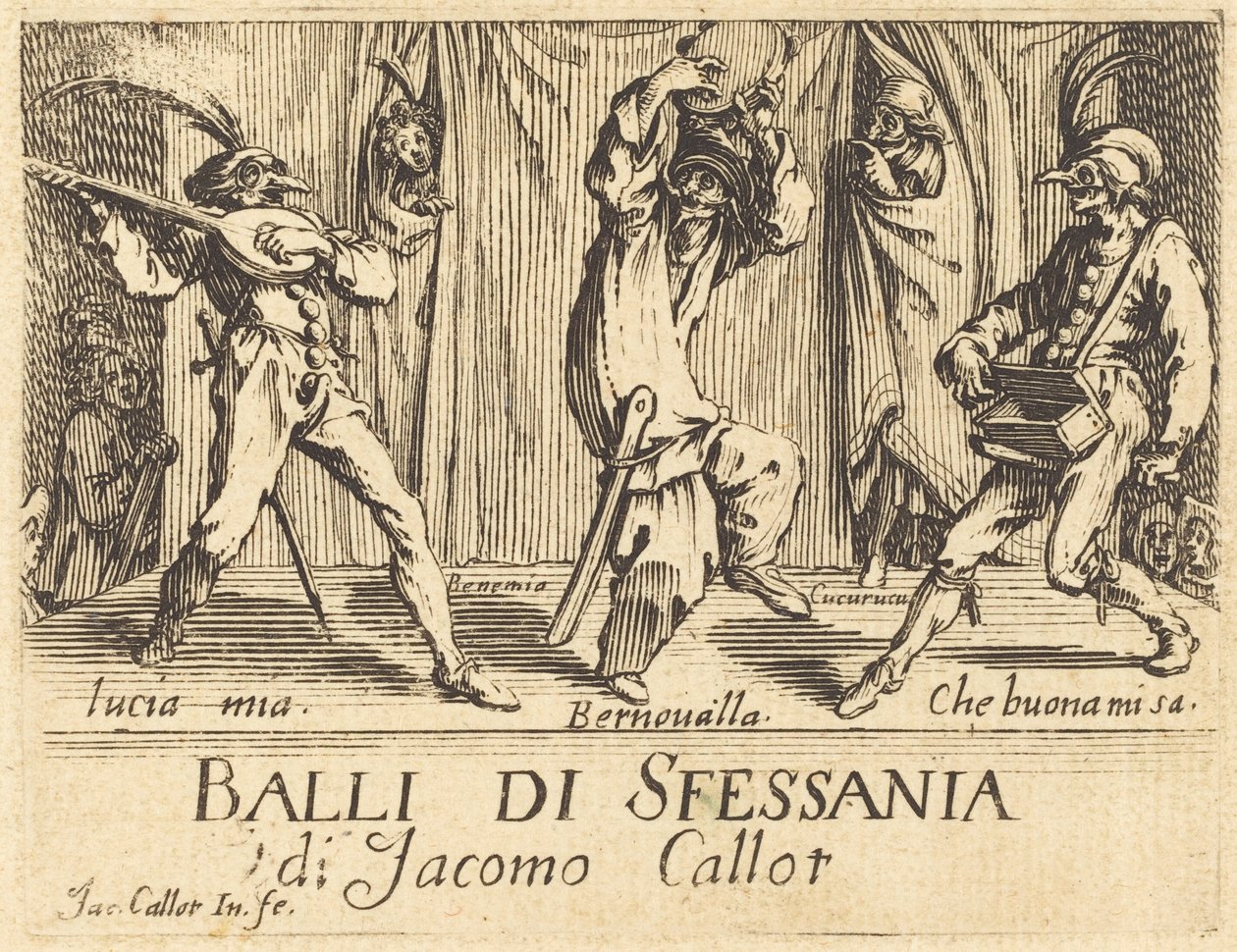 "Dans Eden Sfenks"in ön yüzü by Jacques Callot
