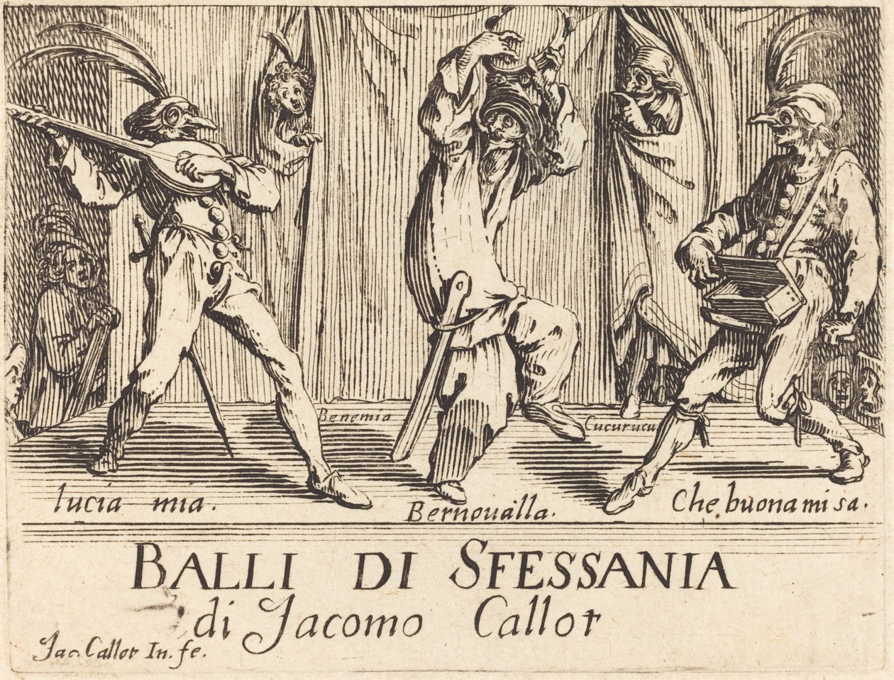 "Dans Eden Sfenks"in ön yüzü by Jacques Callot