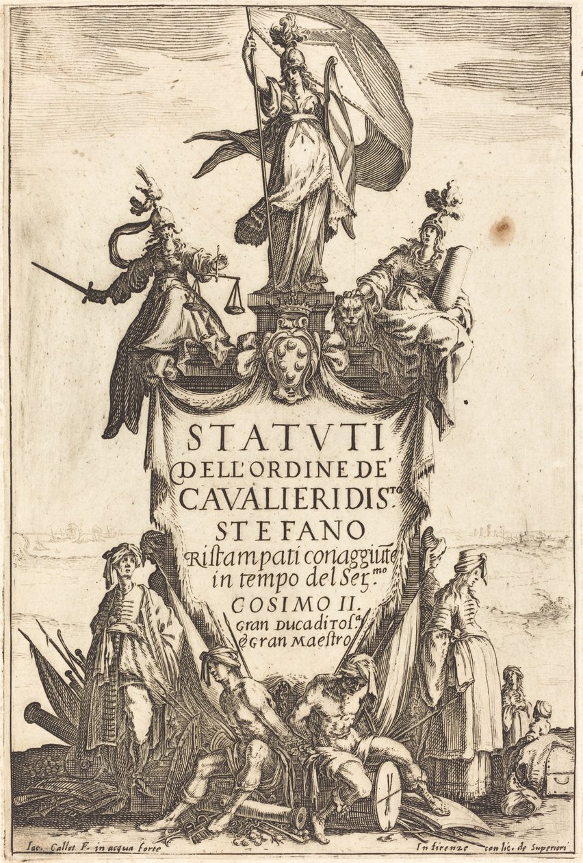 Aziz Stephen Şövalyeleri Nişanı Tüzükleri için ön yazı. by Jacques Callot