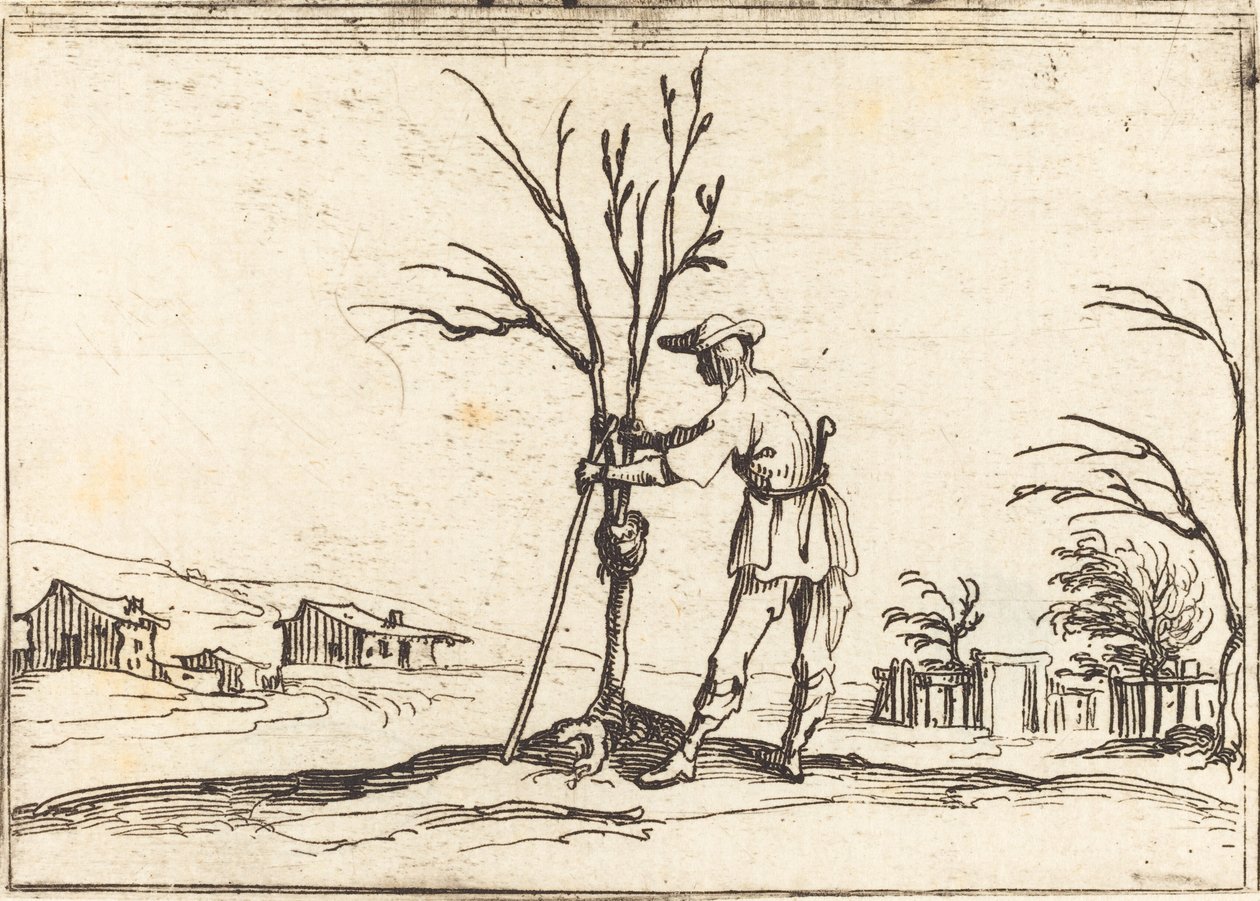 Bir Ağacı Budayan Bahçıvan by Jacques Callot
