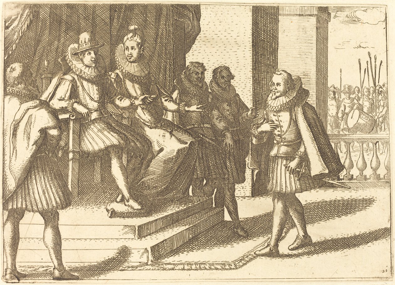 Kral ve Kraliçe Türkler Hakkında Danışmada by Jacques Callot