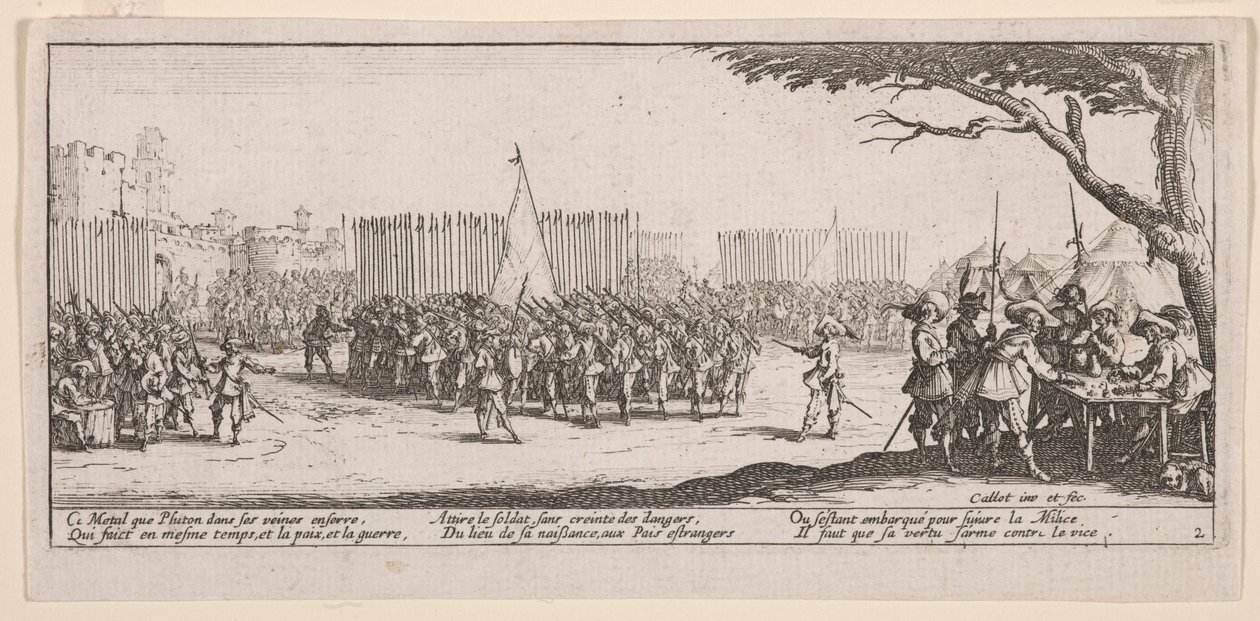 Askerlerin Kaydedilmesi, The Large Miseries of War'dan örnek by Jacques Callot