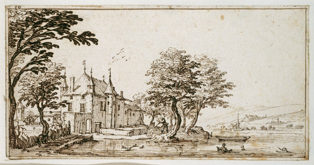La Vieille Malgrange (kağıt üzerine kalem ve kahverengi mürekkep) by Jacques Callot