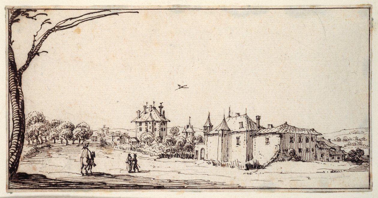 La Vieille et la Neuve Malgrange (kağıt üzerine kalem ve kahverengi mürekkep) by Jacques Callot