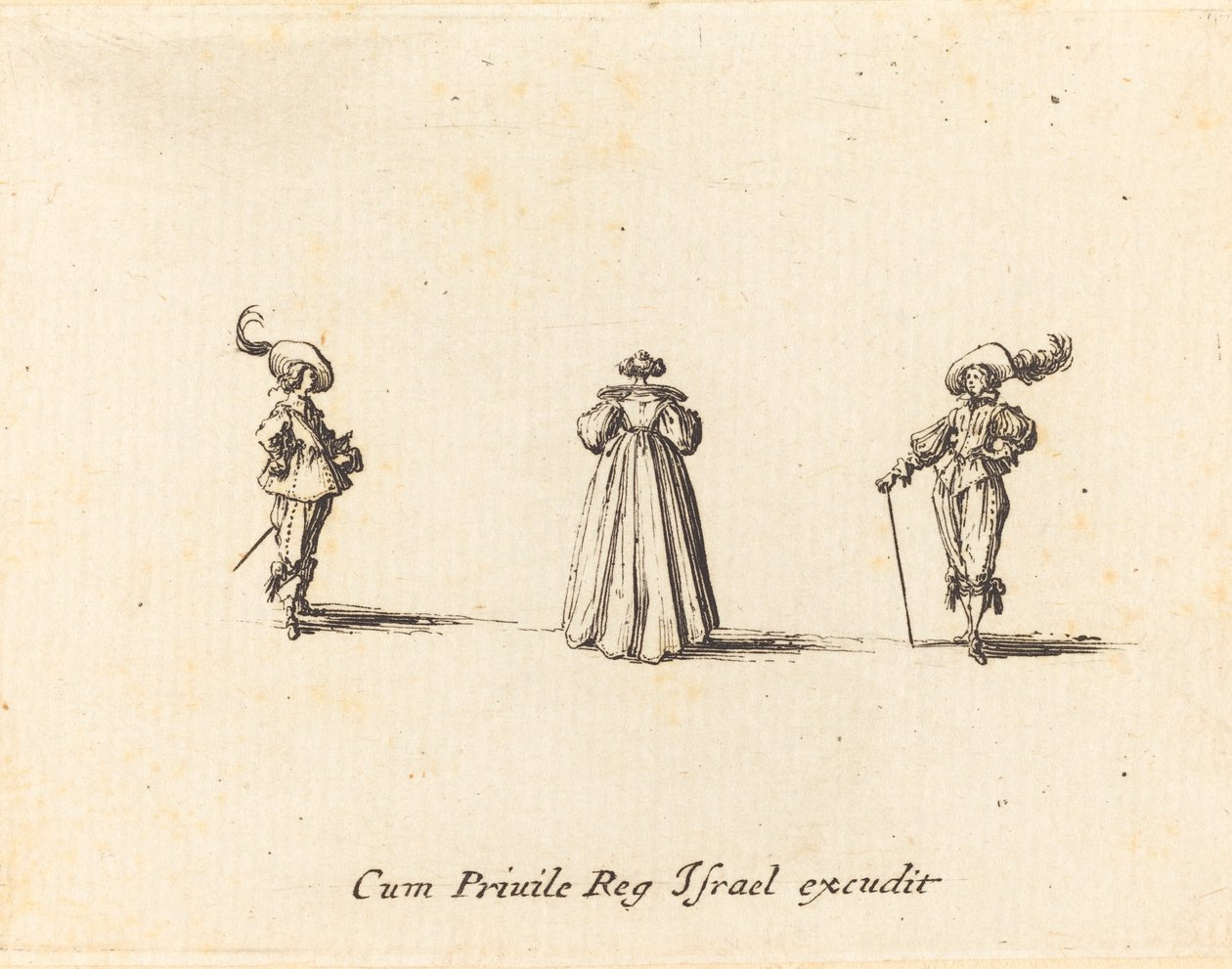 Arkadan Görülen Hanım ve İki Beyler by Jacques Callot