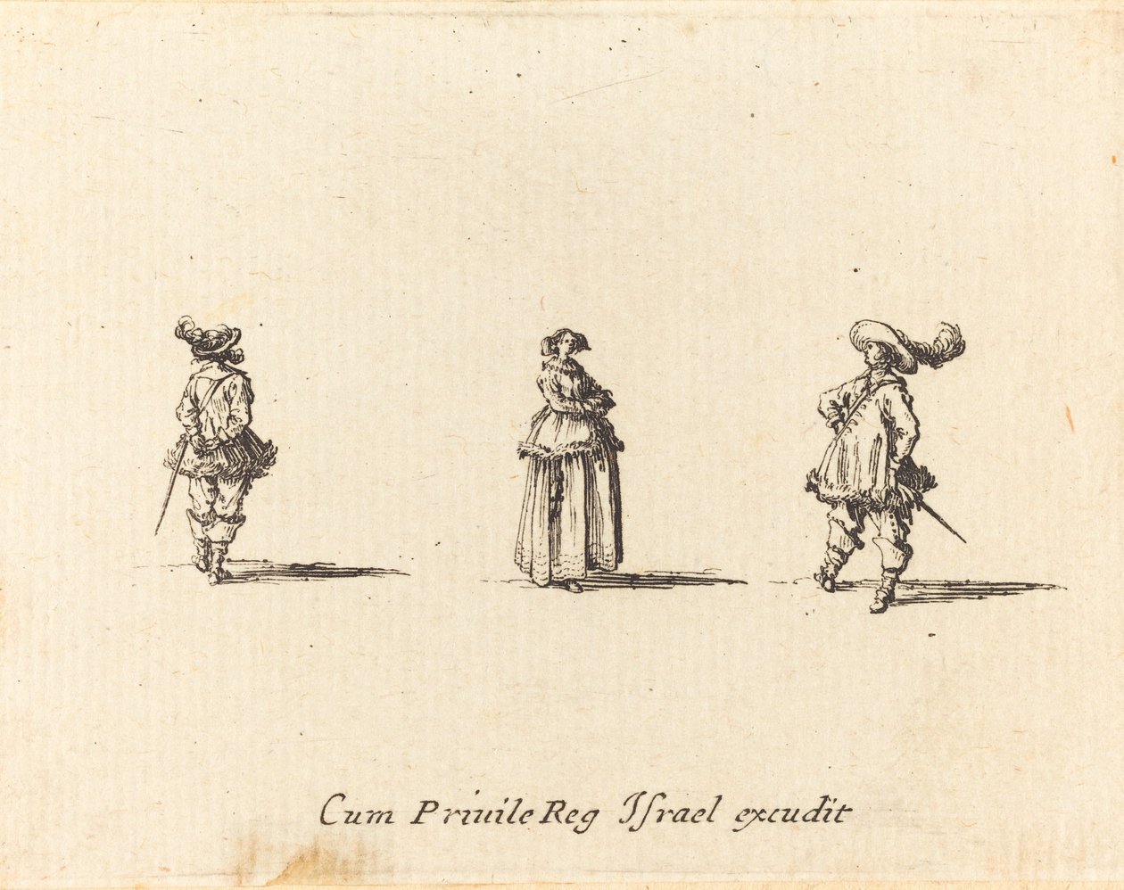 Kolları Katlanmış Bayan ve İki Beyefendi by Jacques Callot
