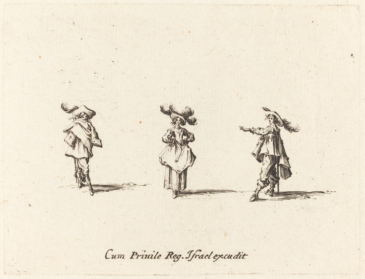 Büyük Tüylü Bayan ve İki Beyefendi by Jacques Callot