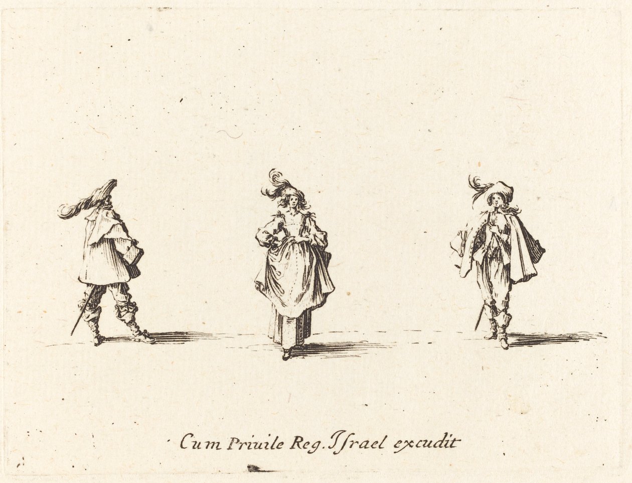 Tüylü Bayan ve İki Beyefendi by Jacques Callot