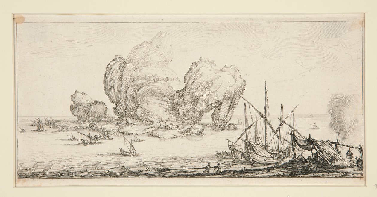 Giovanni de Medici için Manzaralardan Le grand rocher (The Huge Rock), by Jacques Callot