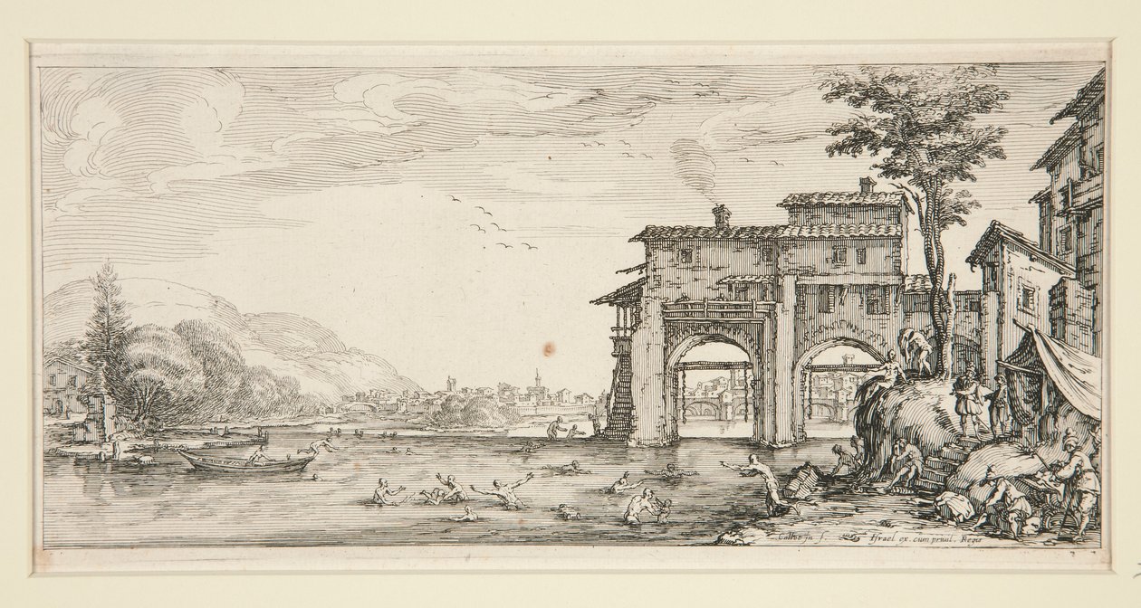 Les baigneurs (Yıkananlar), Giovanni de Medici için Manzaralardan by Jacques Callot