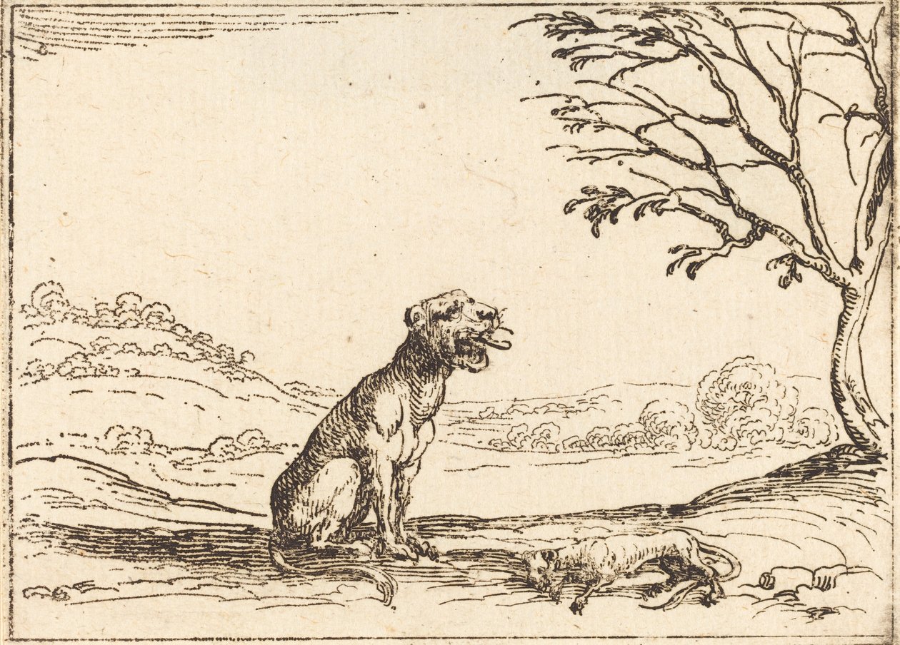 Yavrusunun yasını tutan dişi aslan by Jacques Callot