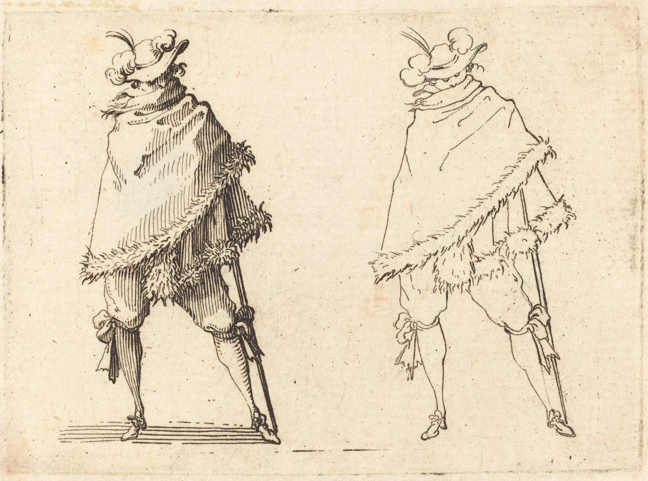 Mantosuna Sarılmış Adam, c. 1617. by Jacques Callot