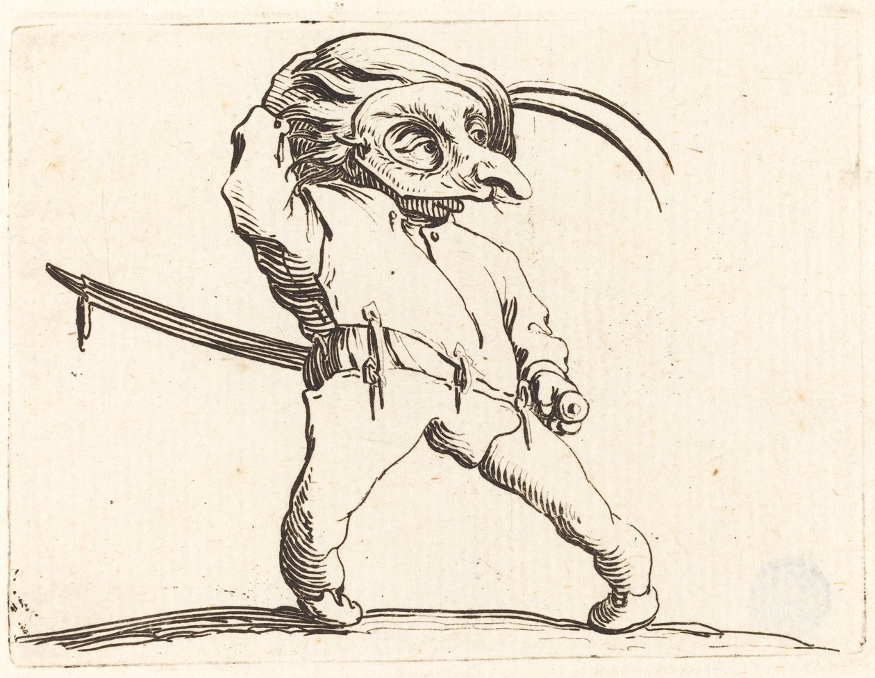 Bükülmüş Ayaklı Maskeli Adam by Jacques Callot