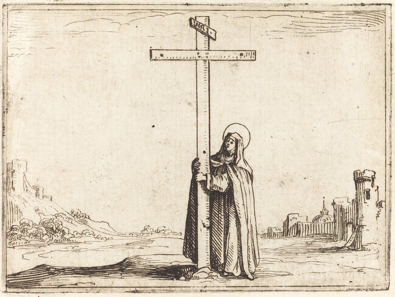 Kutsal Haçı Kucaklayan Rahibe, 1628. by Jacques Callot
