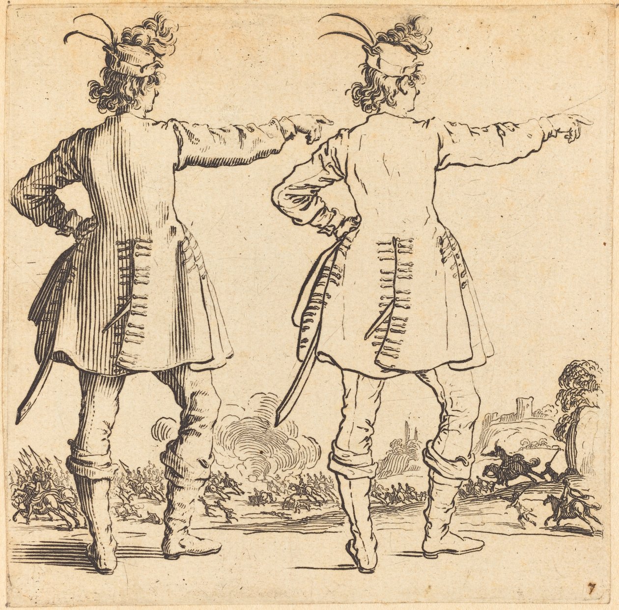 Arkadan Görülen Şapkalı Tüylü Memur, 1617 ve 1621. by Jacques Callot