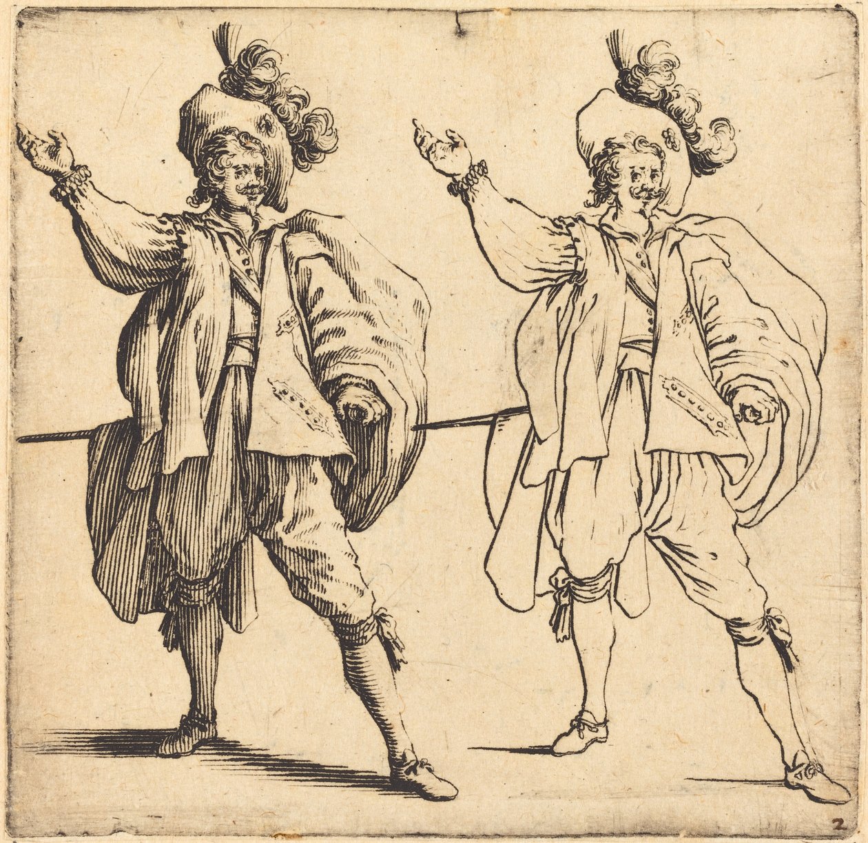 Büyük Tüylü Memur, Önden Görünüm by Jacques Callot