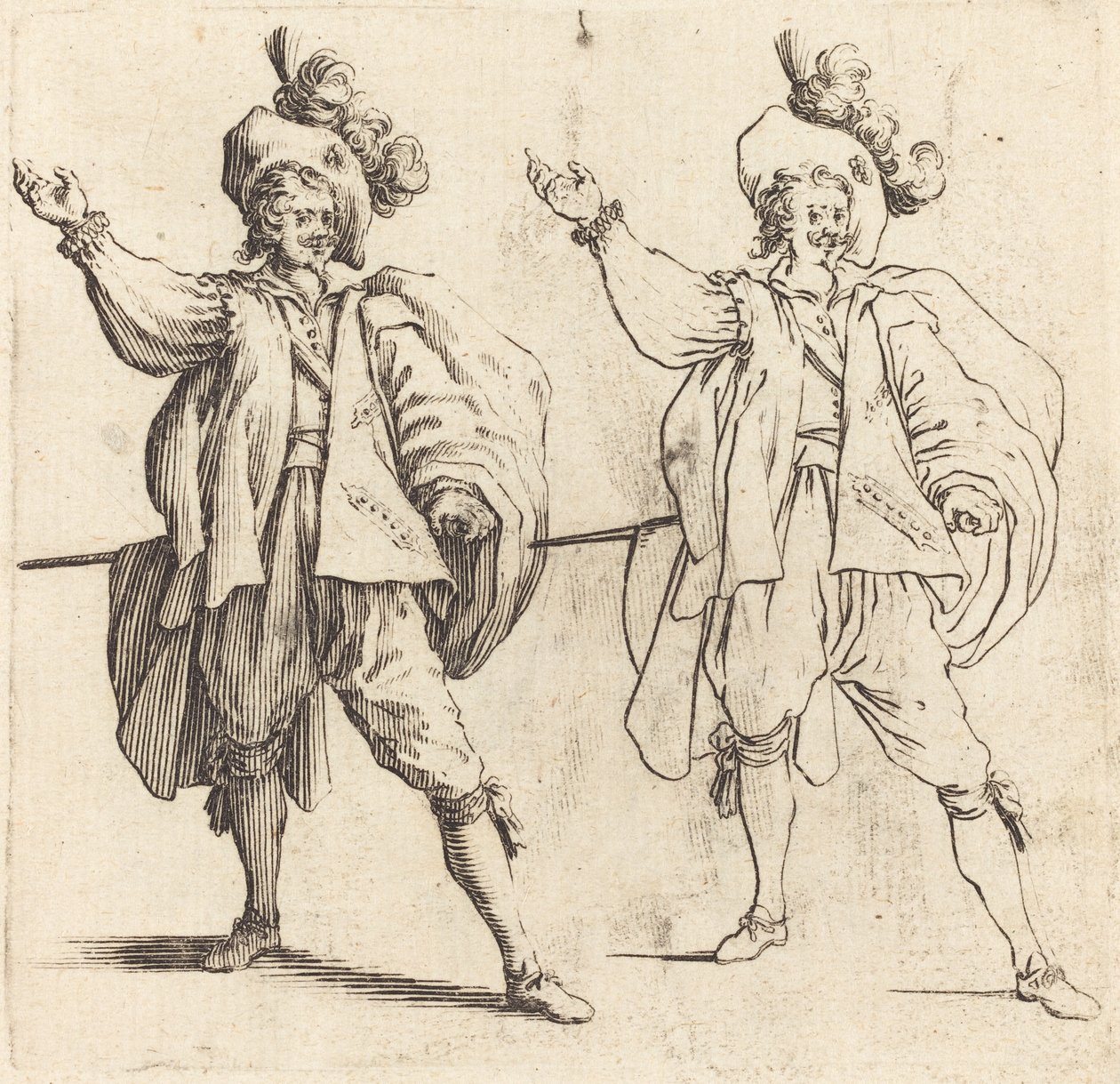 Büyük Tüylü Memur, Önden Görünüm by Jacques Callot