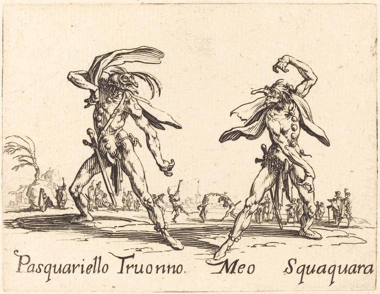 Pasquariello Truonno ve Meo Squaquara by Jacques Callot