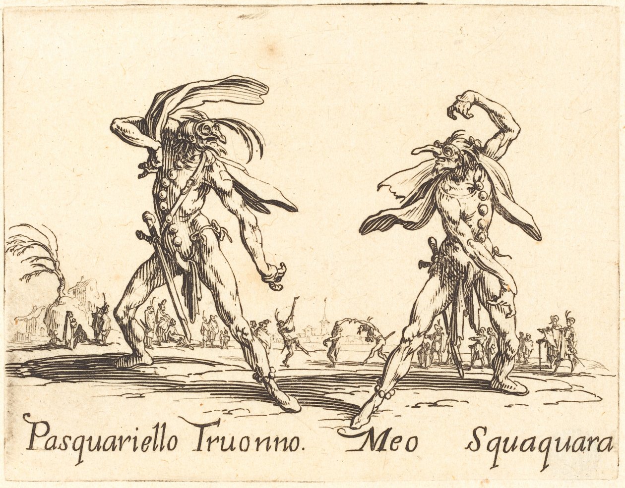 Pasquariello Truonno ve Meo Squaquara by Jacques Callot