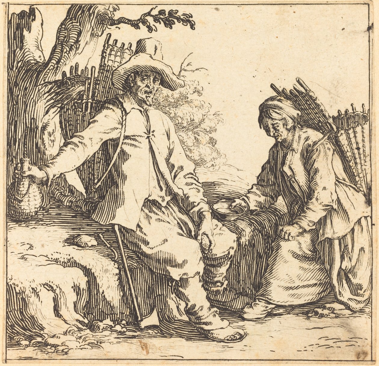 Dinlenmede Köylü Çifti, c. 1621. by Jacques Callot