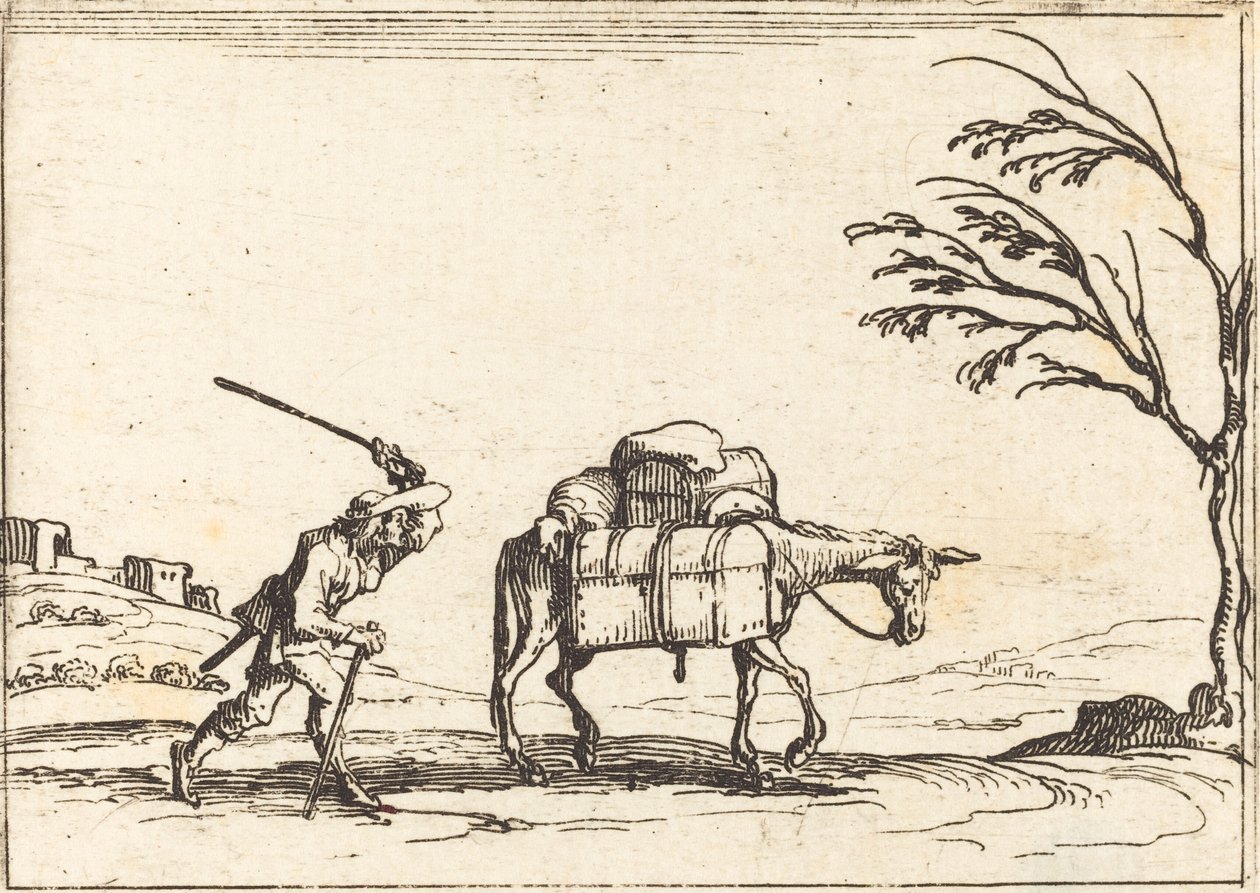 Eşeğini Kırbaçlayan Köylü by Jacques Callot