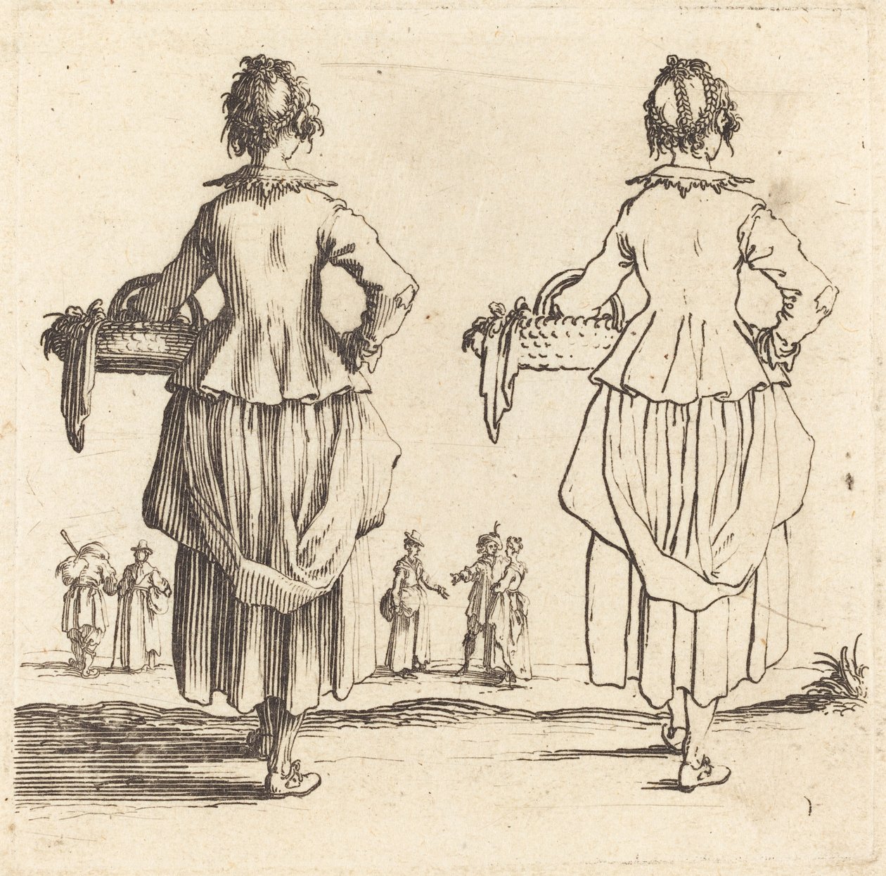 Sepetli Köylü Kadın, Arkadan Göründü by Jacques Callot
