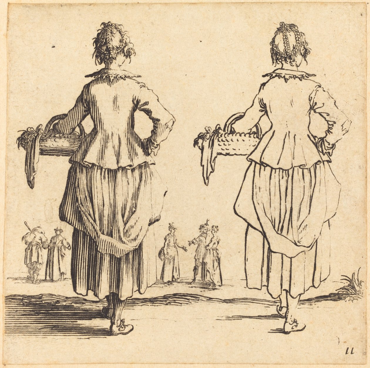 Sepetli Köylü Kadın, Arkadan Göründü by Jacques Callot