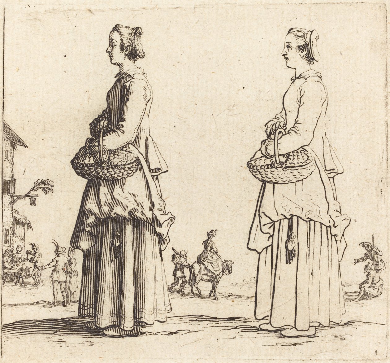 Köylü Kadın Sepetli, Profilde, Sola Dönüyor by Jacques Callot