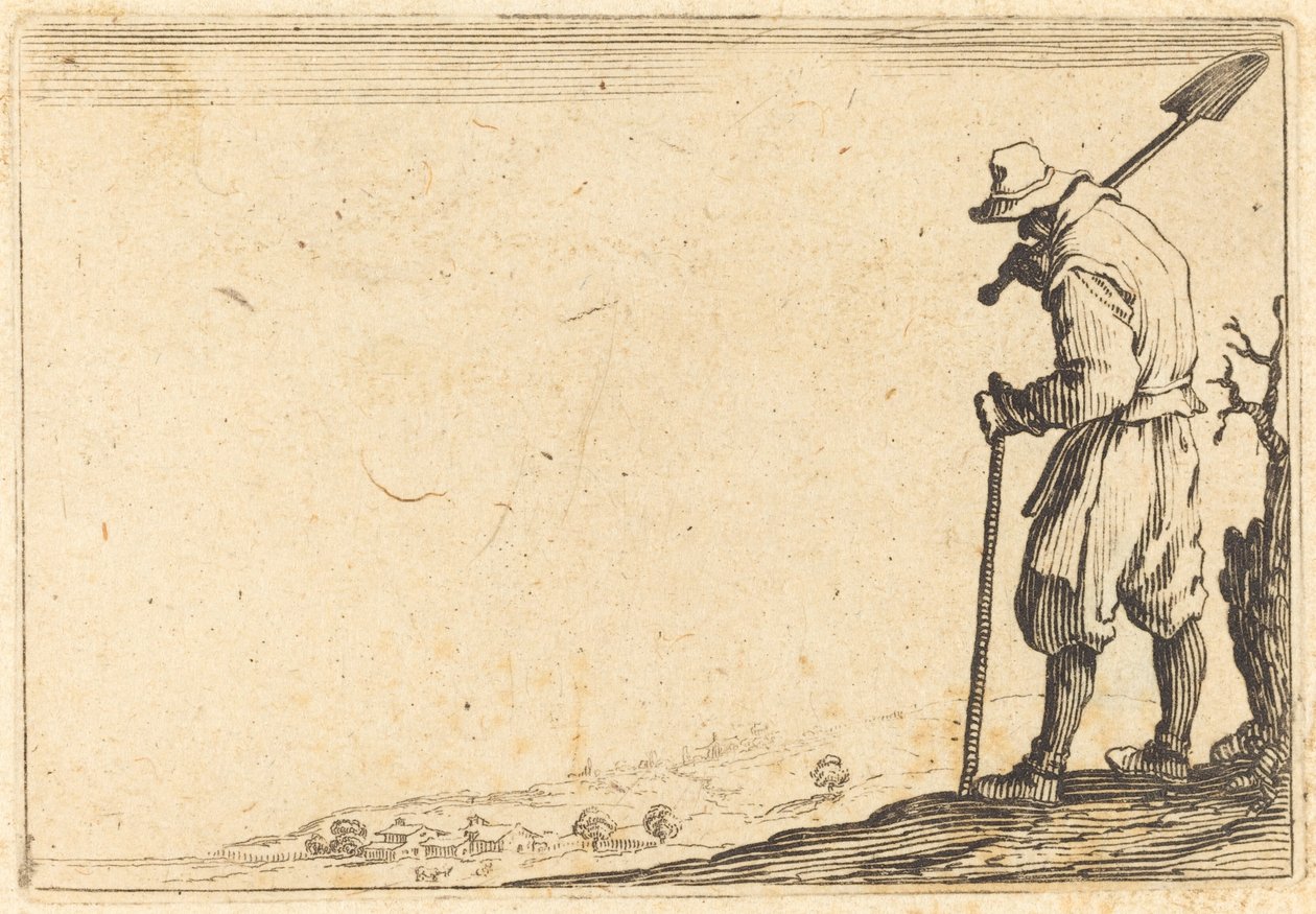 Omzunda Kürekle Köylü by Jacques Callot