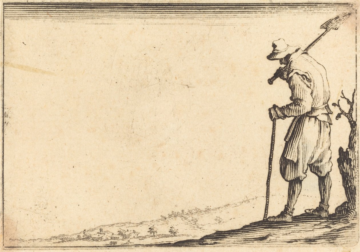 Omzunda Kürekle Köylü by Jacques Callot