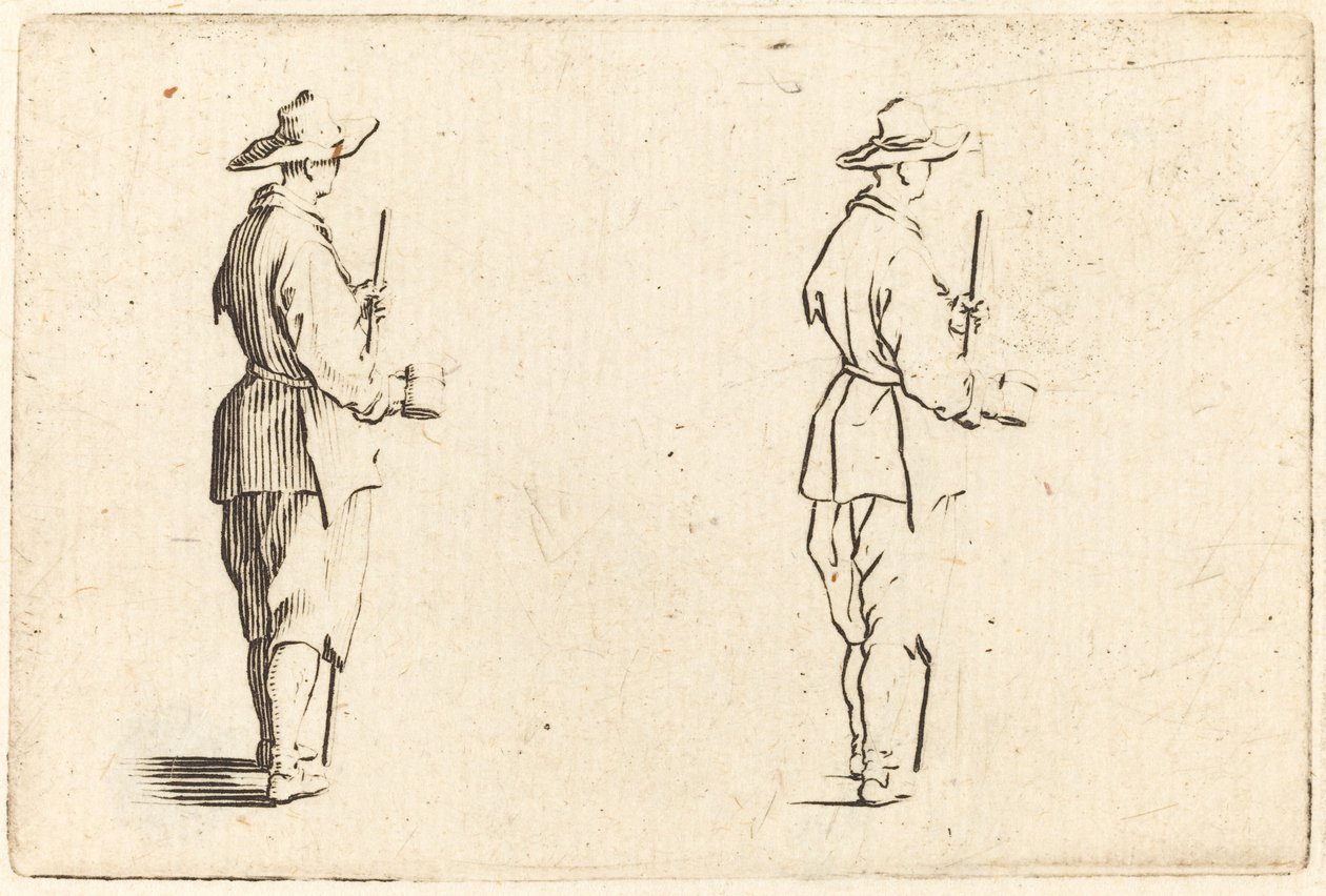 Bir Kupa ile Köylü by Jacques Callot