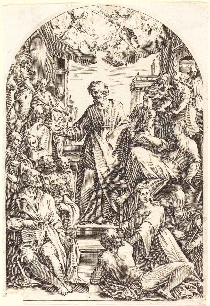 Peter Raising Tabitha, 16081611. by Jacques Callot