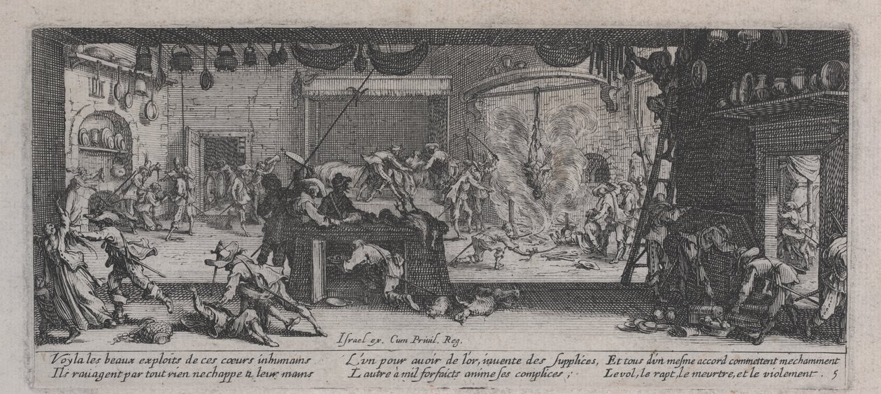 "Savaşın Sefaletleri"nden Bir Çiftliğin Yağmalanması by Jacques Callot
