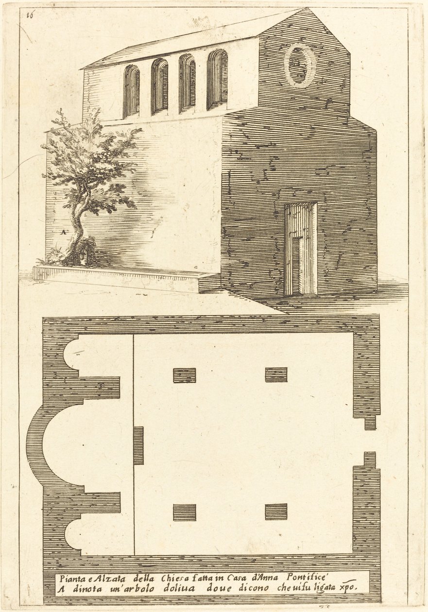 Annas Evi yakınlarındaki Kilisenin Planı ve Yüksekliği by Jacques Callot