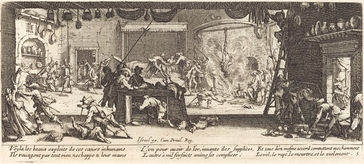 Büyük Bir Çiftlik Evini Yağmalamak by Jacques Callot