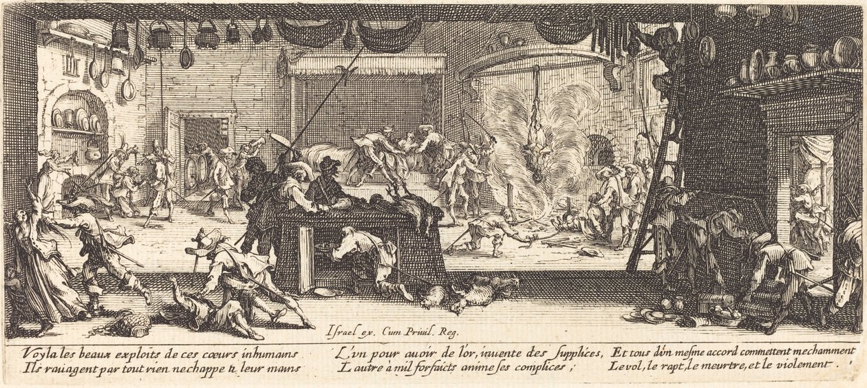 Büyük Bir Çiftlik Evini Yağmalamak by Jacques Callot