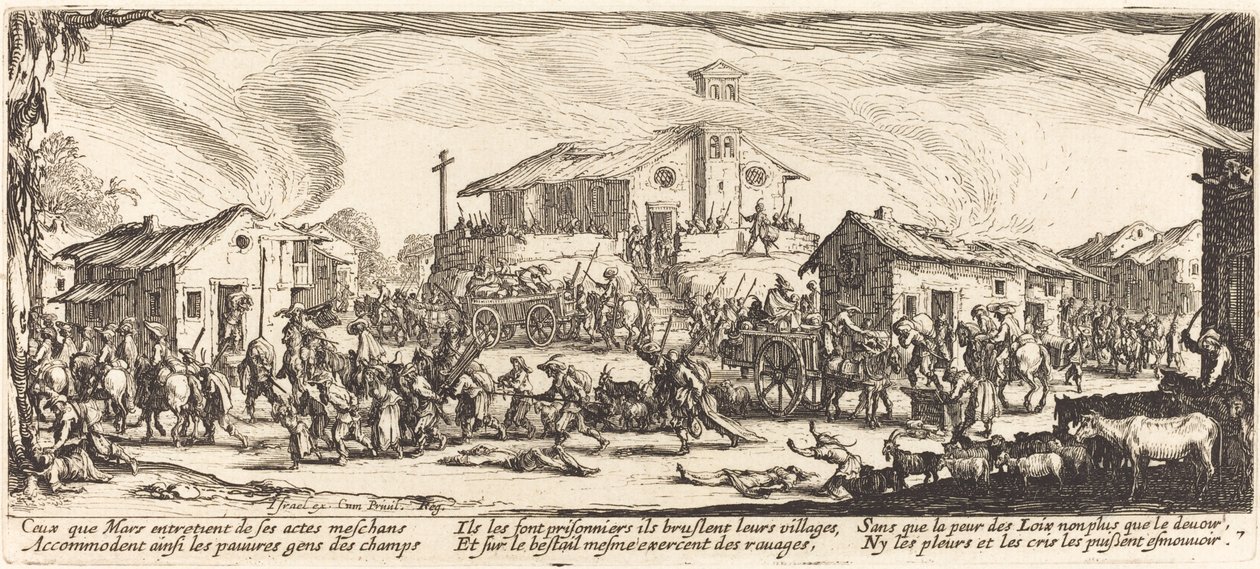 Köyün Yağmalanması ve Yakılması, c. 1633. by Jacques Callot
