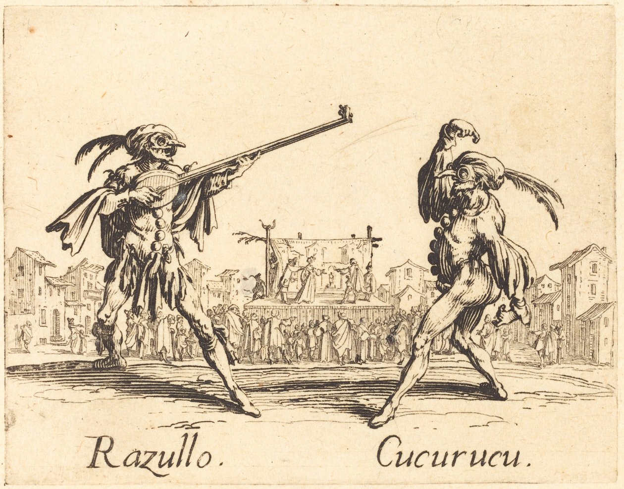 Razullo ve Cucurucu, yaklaşık 1622. by Jacques Callot