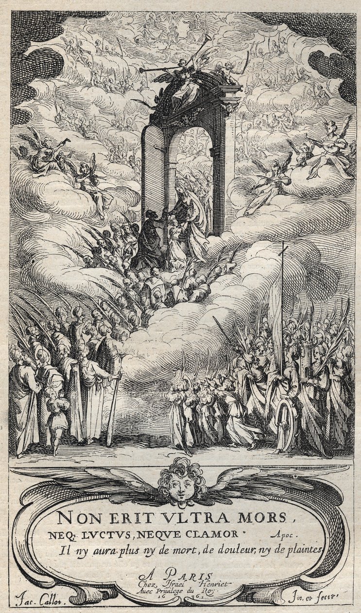Cennetin kapısında acele eden azizler ve azizler - kompozisyon ve gravür Jacques Callot (1592-1635) by Jacques Callot